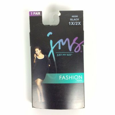 Just My Size Fashion Tights Plus Size 1X 2X Black Dot Stripe